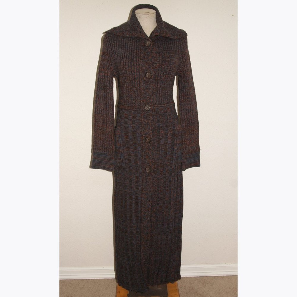 Vintage 70's ARTE Long Cardigan Sweater Duster S/M - Picture 3 of 8